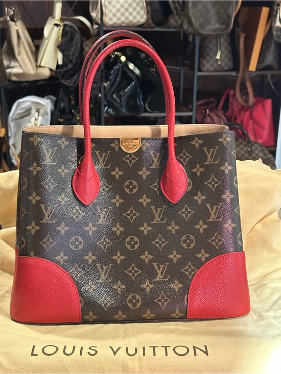 Louis Vuitton Handbags - Louis Vuitton Monogram Canvas Flandrin Tote with Red Leather Accents 12x10.5”